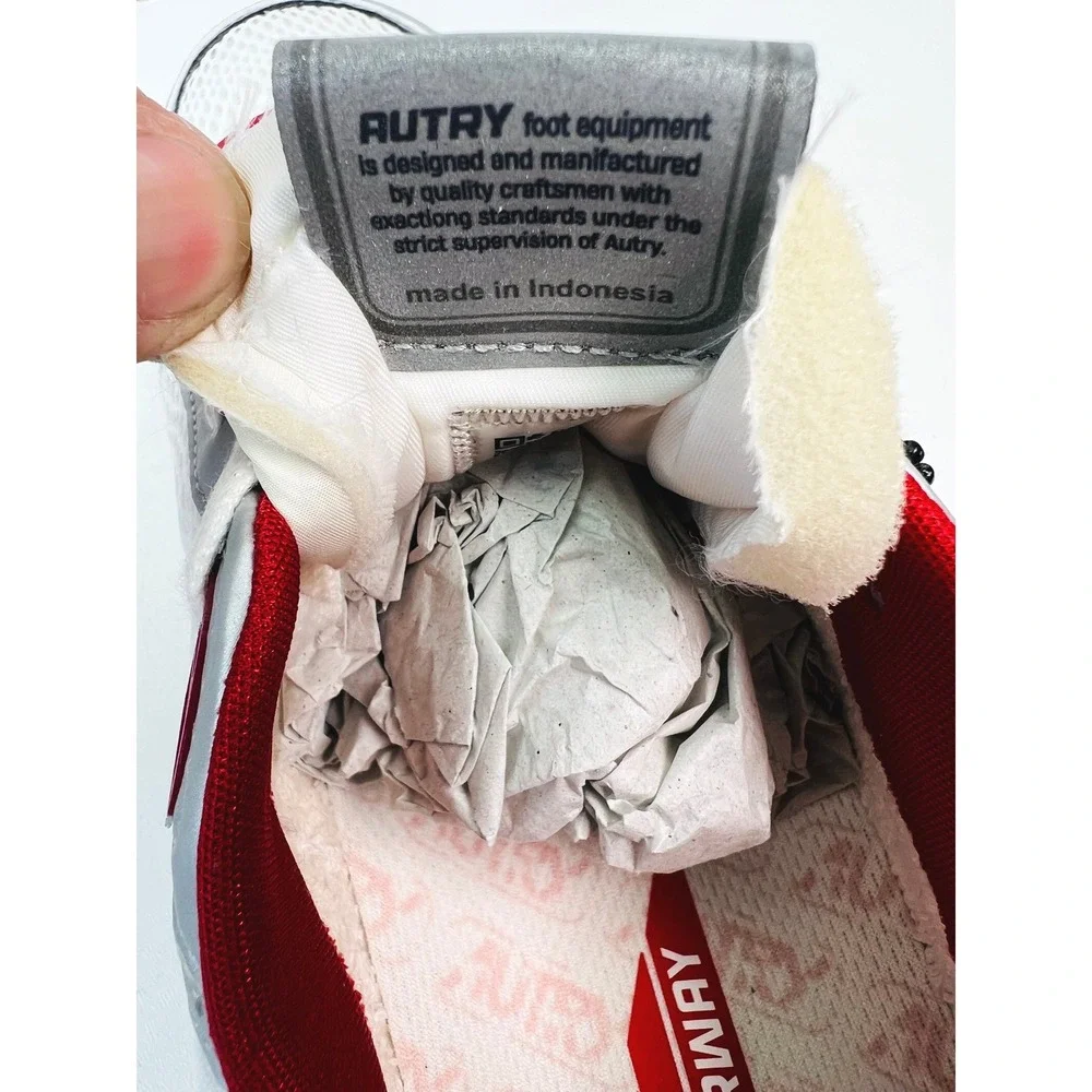 Autry Hyperway Low Mens Sneakers Silver Red White Mesh HYLMMV01 Sz 42 EU / 9 US‎